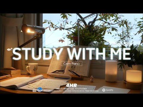 4 HOUR STUDY WITH ME Calm Piano Pomodoro 50 10 Rainy Day