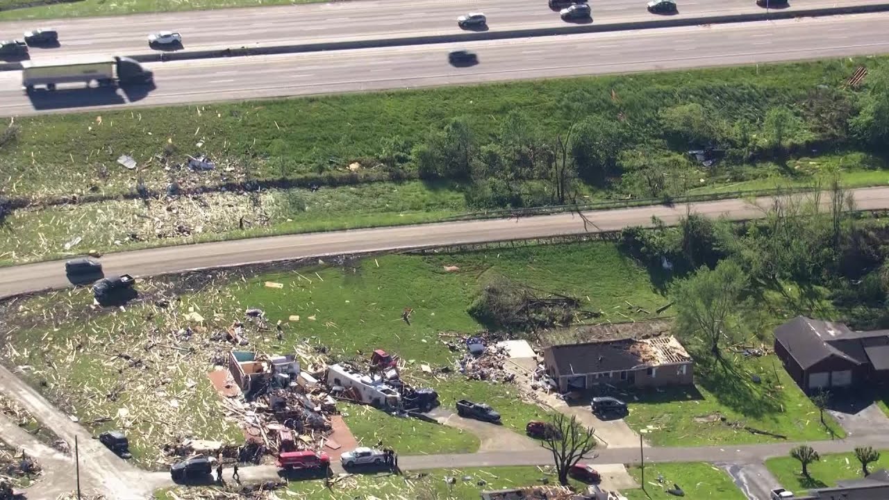 AERIALS: Tornado devastation in London, KY area - YouTube