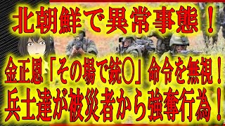 【異常事態！北朝鮮軍が水害被災者から強奪！】金正恩氏からの命令「人民の財産に手を出したらその場で銃〇」すら無視し、水害救助に来たはずの北朝鮮兵士が被災に苦しむ北朝鮮人民から強奪行為を繰り返している！