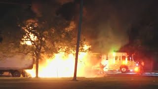 Tractor trailer caught fire at southwest Miami-Dade gas station