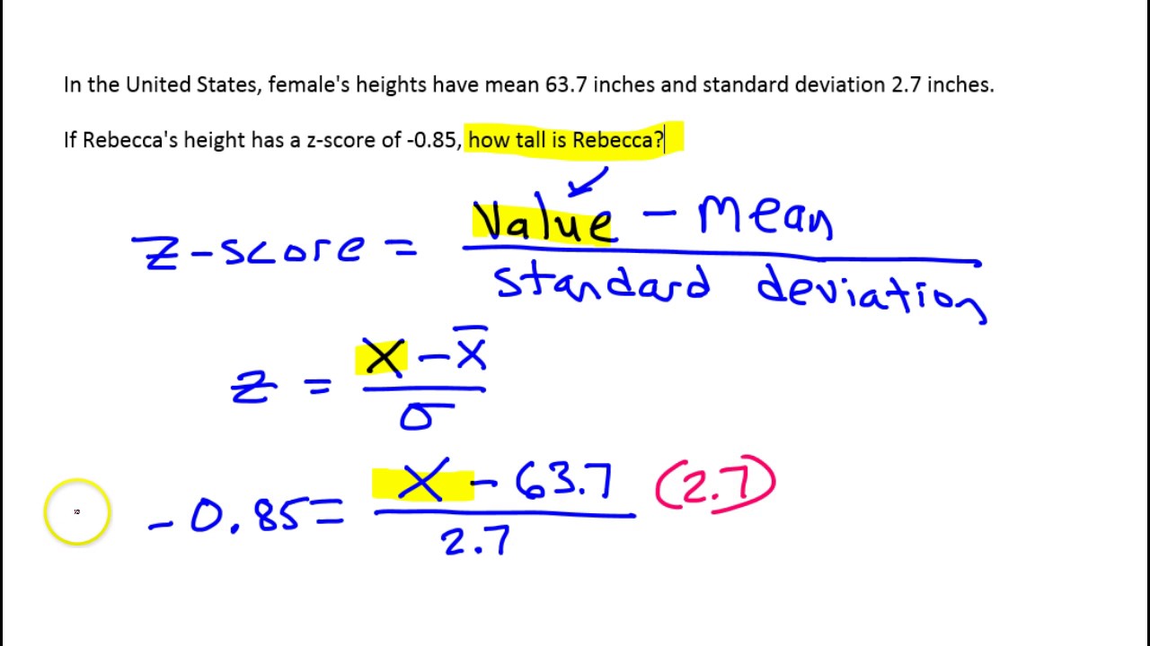 30B How do you find a value given z score, mean and standard deviation