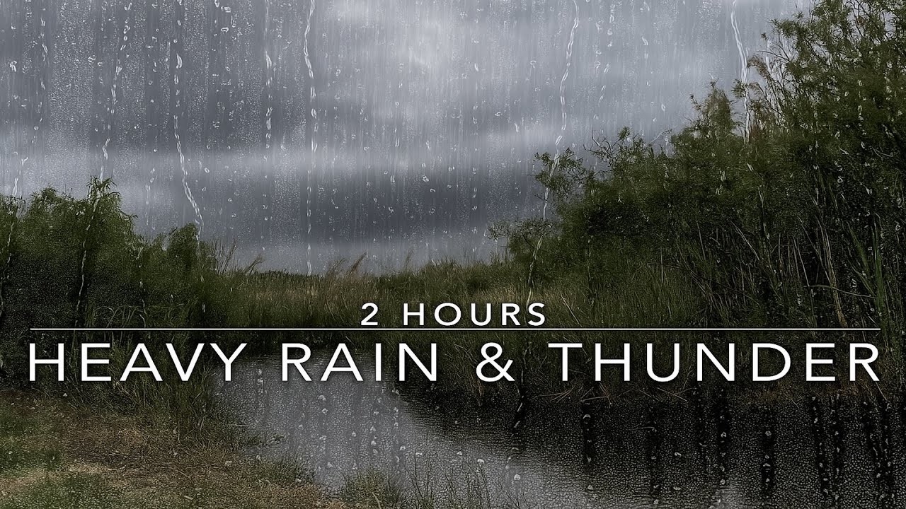 Windy Rain and Thunder Sound Heavy Rain with Thunder - 2 Hours Rain ...