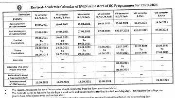 VTU Even semester Revised academic year calender released |VTU updates news on academic year 2021