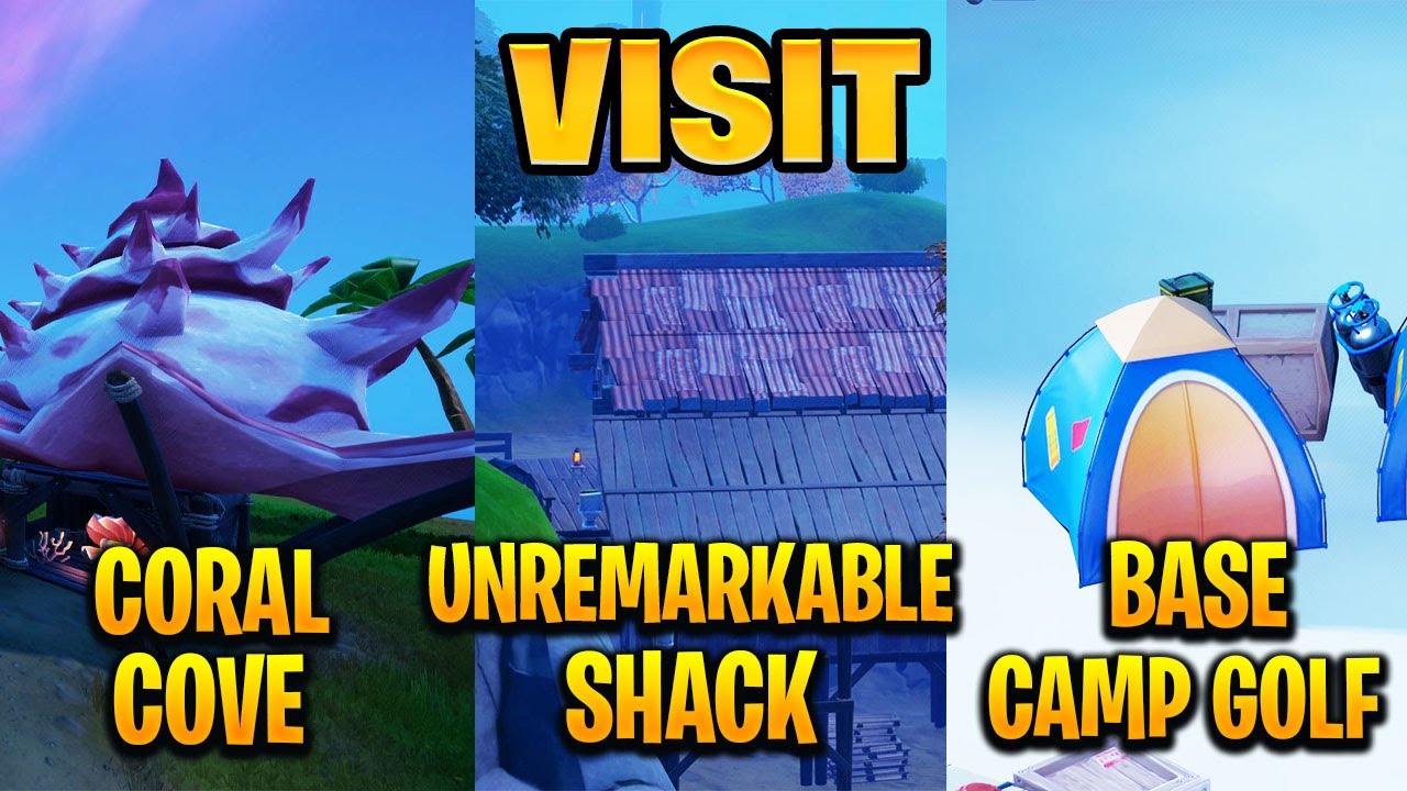 Visit Coral Cove, Base Camp Golf, and Unremarkable Shack (Fortnite) YouTube