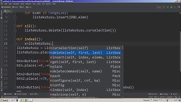 Listbox curselection ve get özelliği Python Tkinter #31