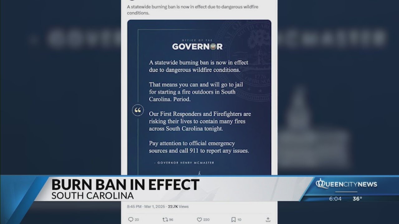 Burn ban in effect for Carolinas - YouTube