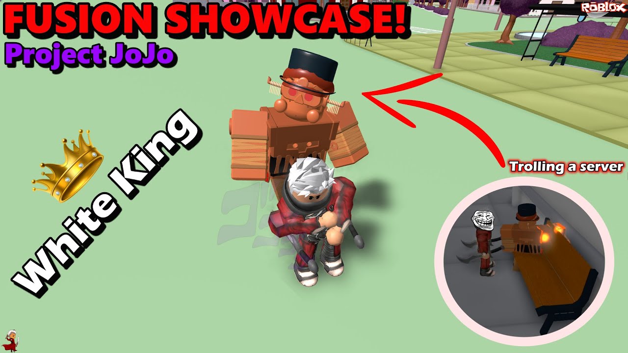 White King Trolling Op Stand Fusion Showcase And Gameplay Project Jojo Pjj Roblox Youtube - roblox fusion