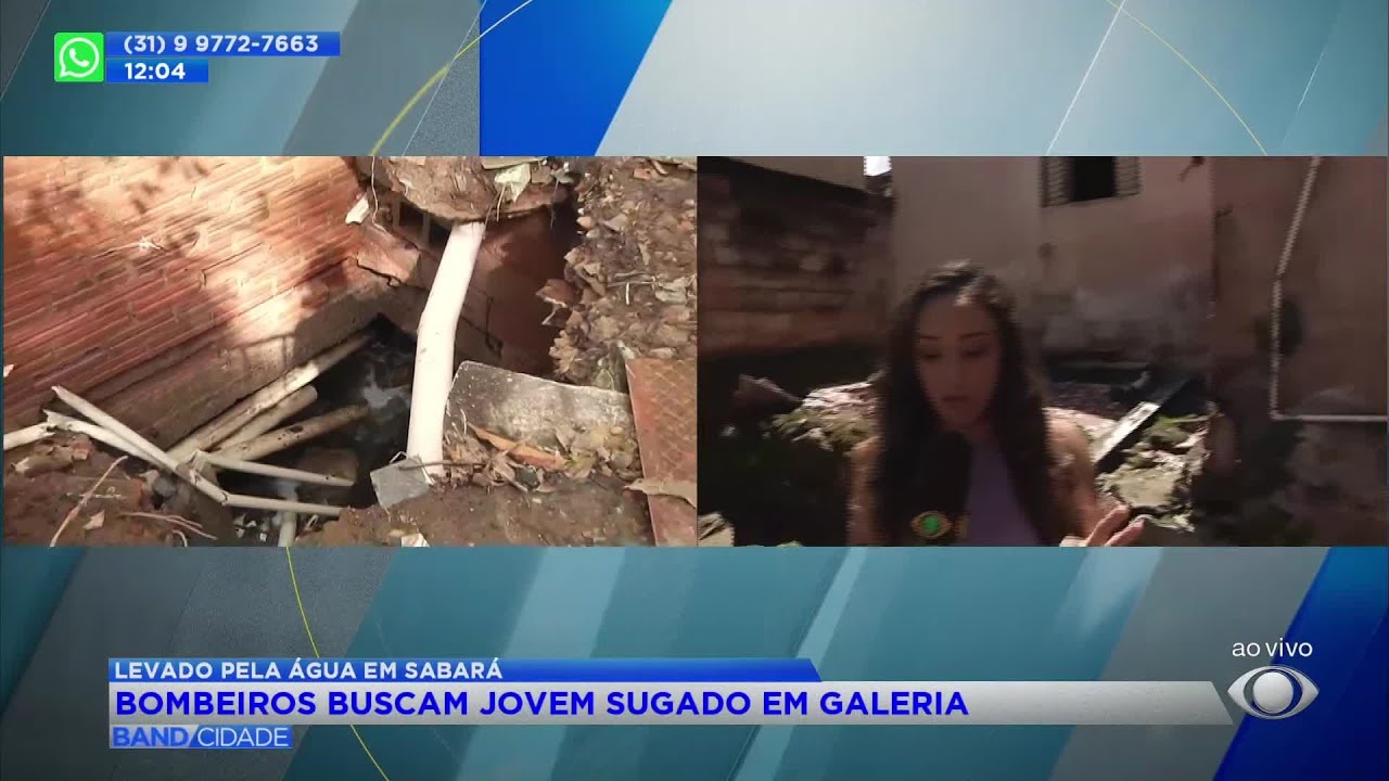 Bombeiros buscam jovem sugado em galeria em Sabará