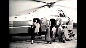 "New Ways in The Sky", C1950s, Sabena Helicopter advert, Sikorsky S-58 Euro Brussels Travelogue F828
