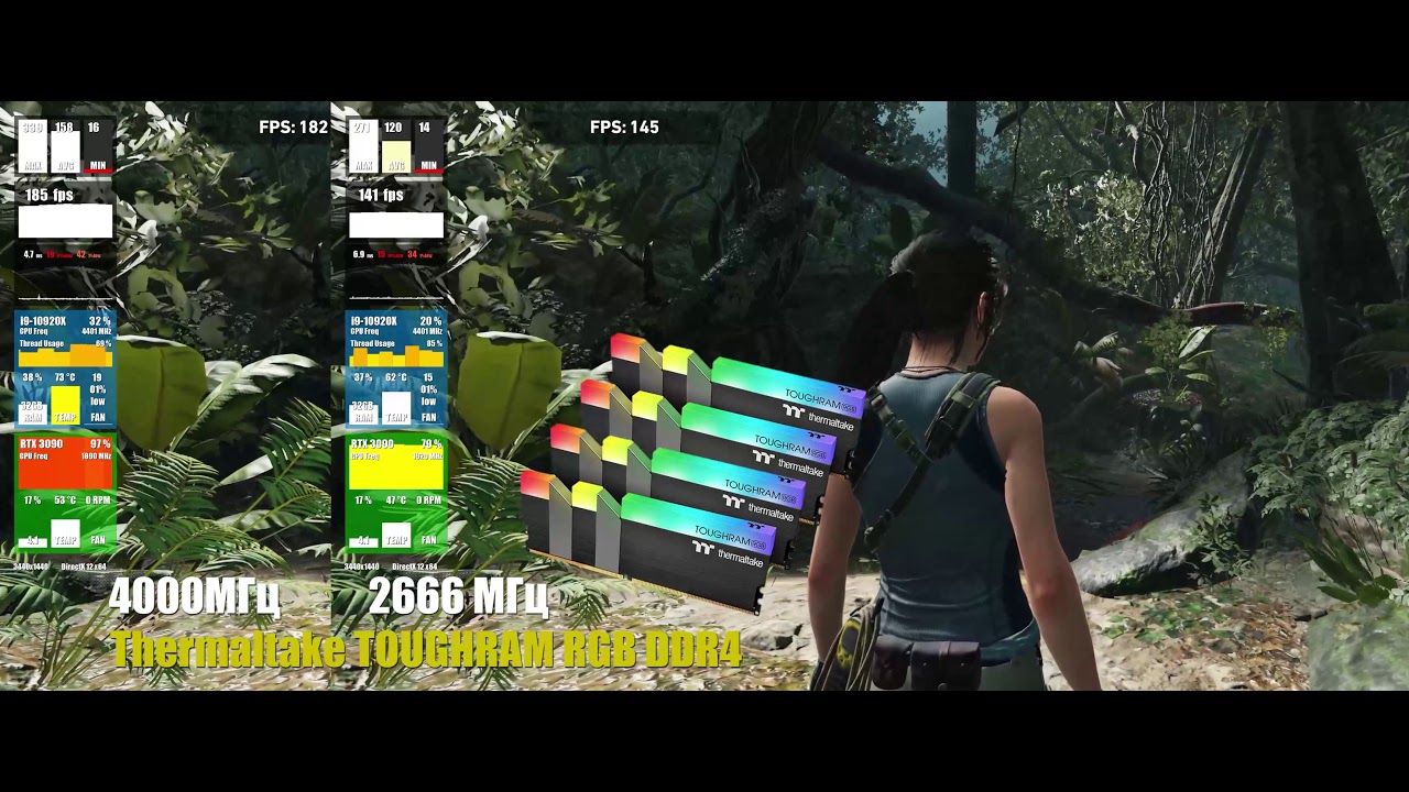 4000 MHz vs 2666 MHz. Thermaltake TOUGHRAM RGB DDR4