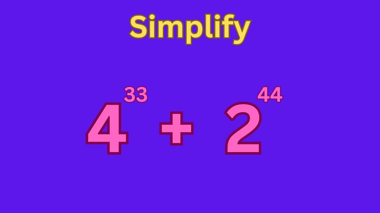 Simplify 4^33 x 2^44 #maths #mathematics #math #mathematic - YouTube