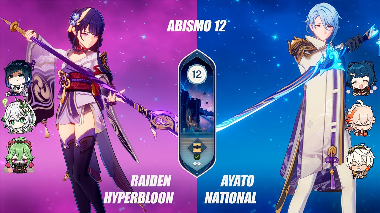 Raiden hyperbloom & Ayato national - Genshin Impact Abismo 3.6 - Sala ...