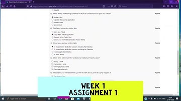 Patent Law for Engineers and Scientists || WEEK 1-Assignment || NPTEL Swayam || Yo Yo Aradhya