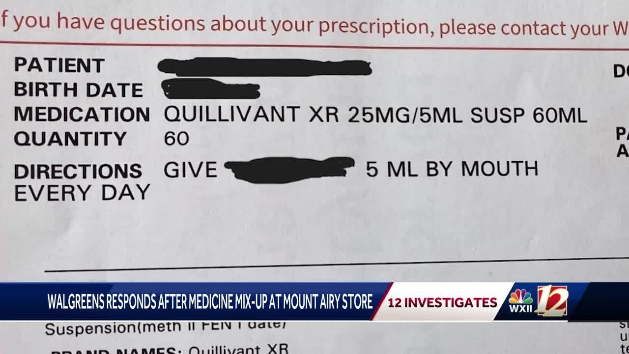 Walgreens responds after medicine mixup at Mount Airy store; 5year