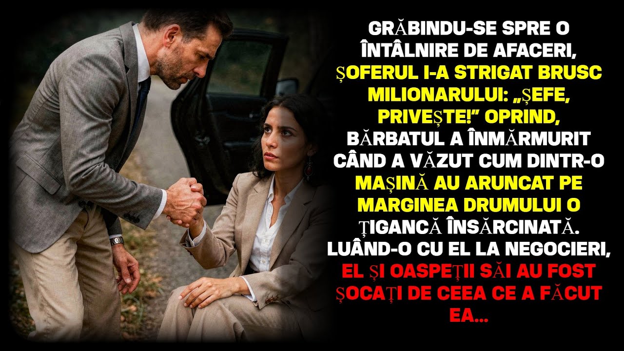 Grăbindu-se la o întâlnire de afaceri, șoferul strigă: "Șefule, priviți!" Milionarul se opri..