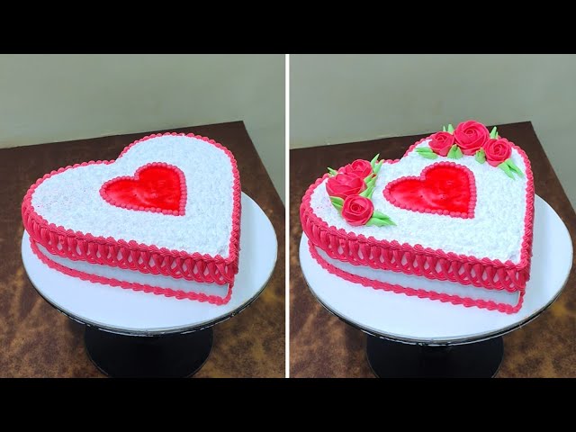 Heart Shape Cake | Anniversary Couple Cake Design | Simple & Beautiful Heart Shape Anniversary Cake class=