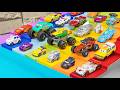 Disney Pixar ☆ Mini Cars Toys Rolling Down a Rainbow Ramp Into Water