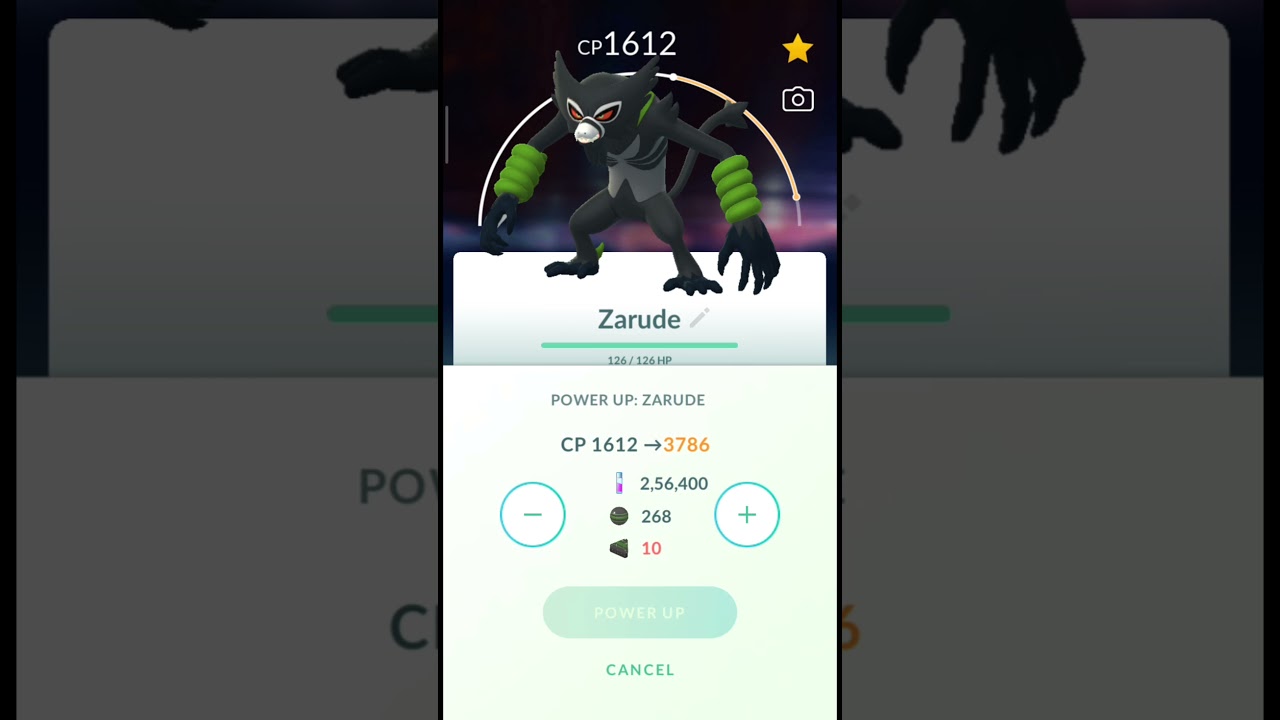 powering up Zarude to level 40