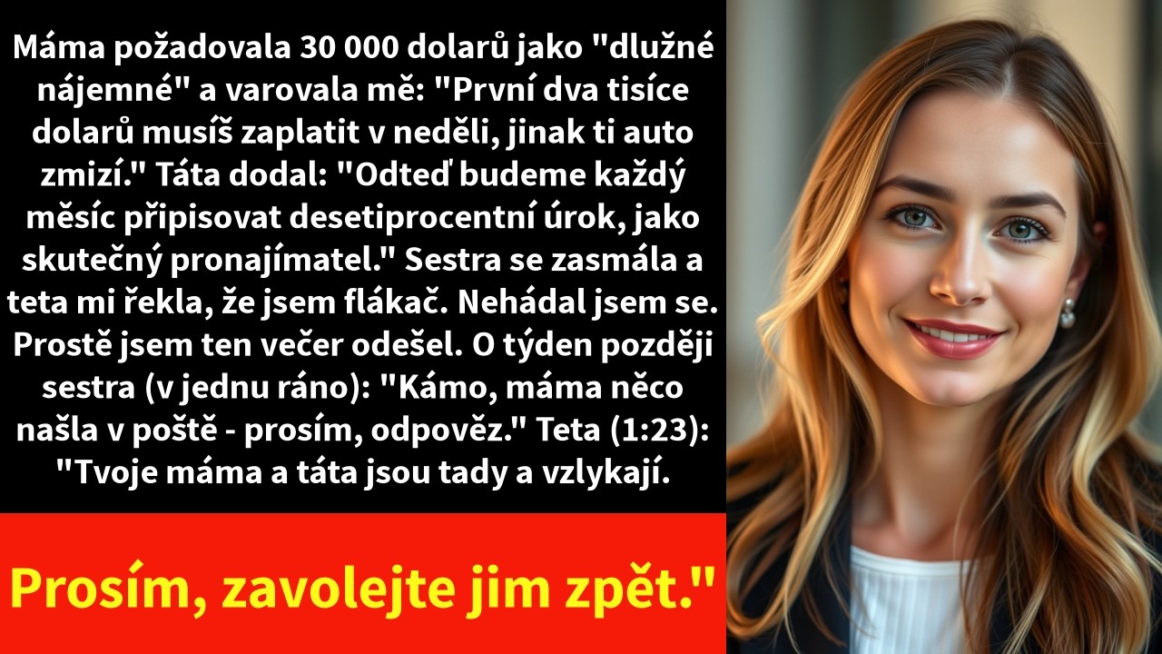 Seděla jsem u večeře, když mi matka bez varování přisunula přes stůl fakturu na 30 000 dolarů za „dlužné nájemné“. Sestra se zasmála a táta řekl, že pokud nezaplatím, nesmím si vzít auto. V tu...