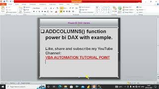 addcolumns function in power bi dax | power bi dax | power query | pbi tutorial