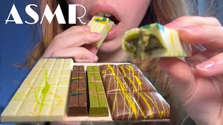 ASMR | trying different Dubai chocolates | mouth sounds 