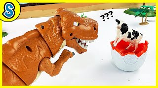 Trex Hatch Baby Cow Egg | Skyheart's dinosaur toys for kids jurassic world raptors toys playmobil by Skyheart's Toys 371,408 views 2 years ago 18 minutes