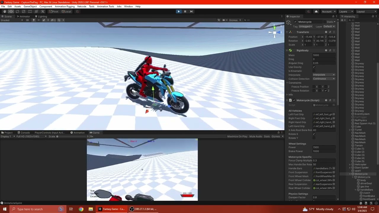 Unity Self Righting Motorcycle with Wheel Suspension Mechanics