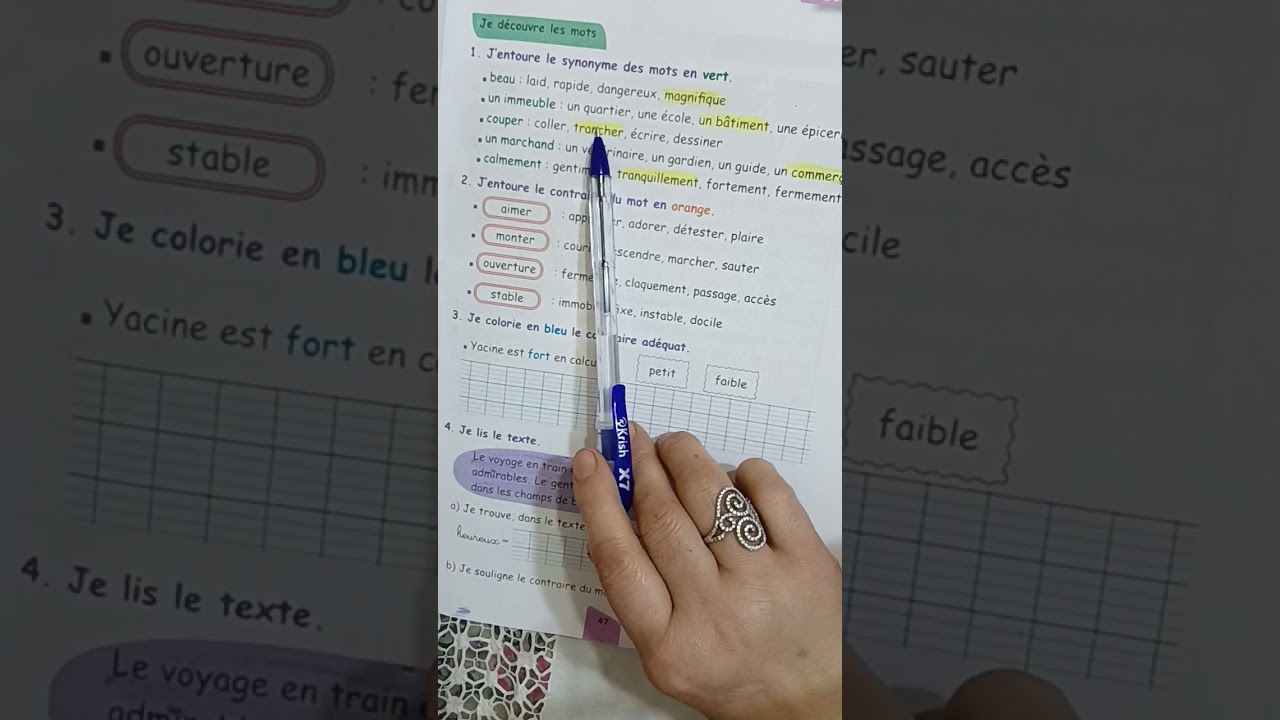5èmeAP:Cahier d'activitès p47(Les synonymes et les antonymes)