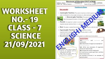 Class 7th Science worksheet no 19 (21/09/21)English medium || sci worksheet no 19 class 7 | Solution