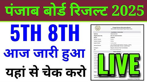 Punjab board 5th 8th result 2025 kaise dekhe, Punjab board 5th 8th result 2025 kaise check kare