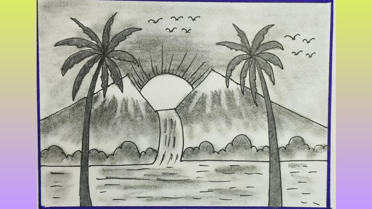 Beautiful Scenery Drawing For Beginner//Easy Step By Step//Easy Drawing ❤️😄👍 
