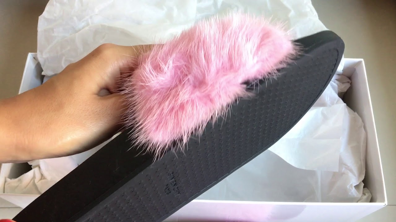 givenchy pink fur slides
