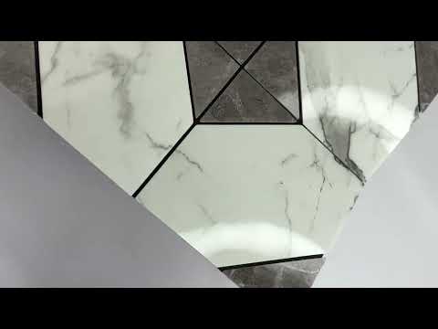 Самоклеючі панелі для стін Мозаїка PET Білий Мармур Ромб 300х300х4 мм 3Д-панелі для ванної Сірий декор, видео 2