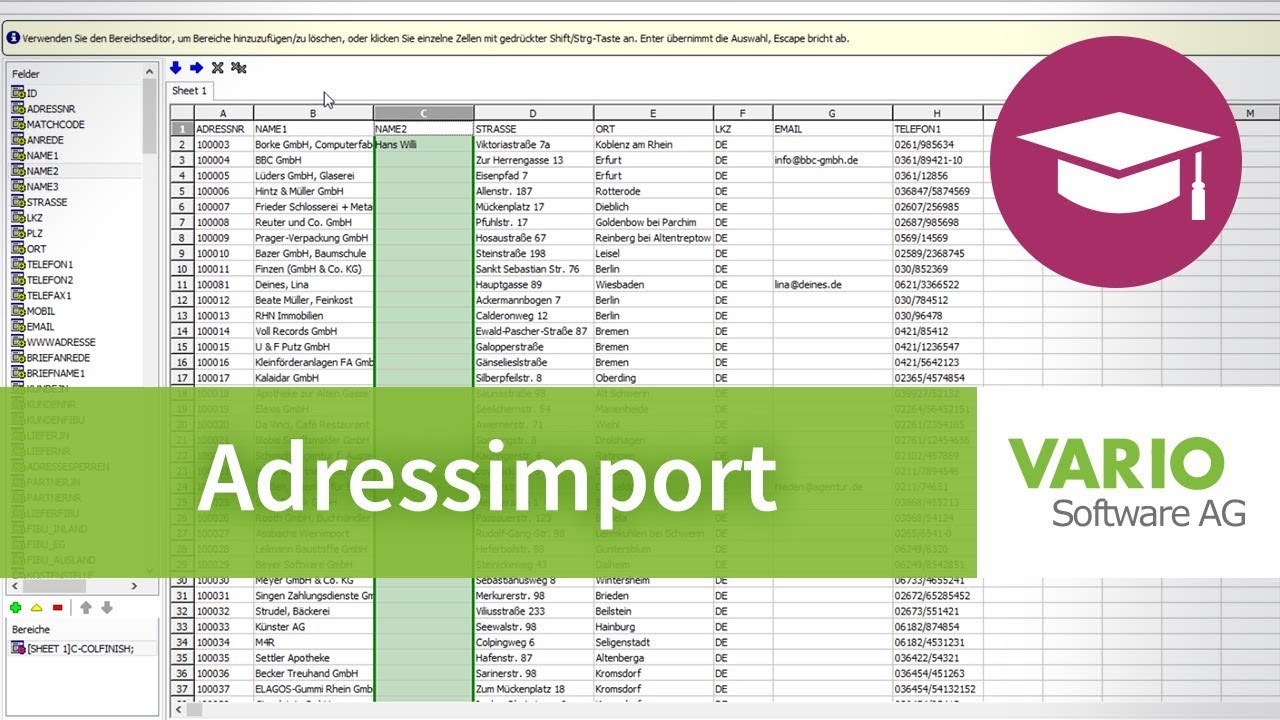 Adressimport: Adressen für Kunden, Lieferanten, etc. in die VARIO 8 importieren | Tutorial