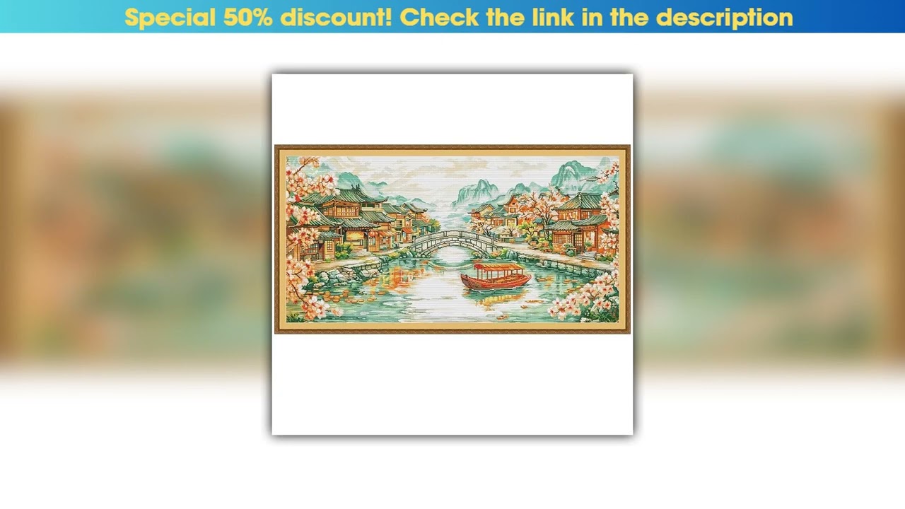 New Arrival ZZ6083 Jiangnan Scenery 11CT 14CT 16CT Print On Canvas Cross Stitch DIY Set Kit  Needle