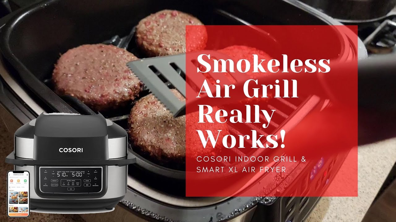 COSORI Indoor Grill & Smart XL Air Fryer Combo Aeroblaze, 8-in-1, 6QT,  Grill, Broil, Roast, Bake, Crisp, Dehydrate, Preheat & Shake Remind & Keep