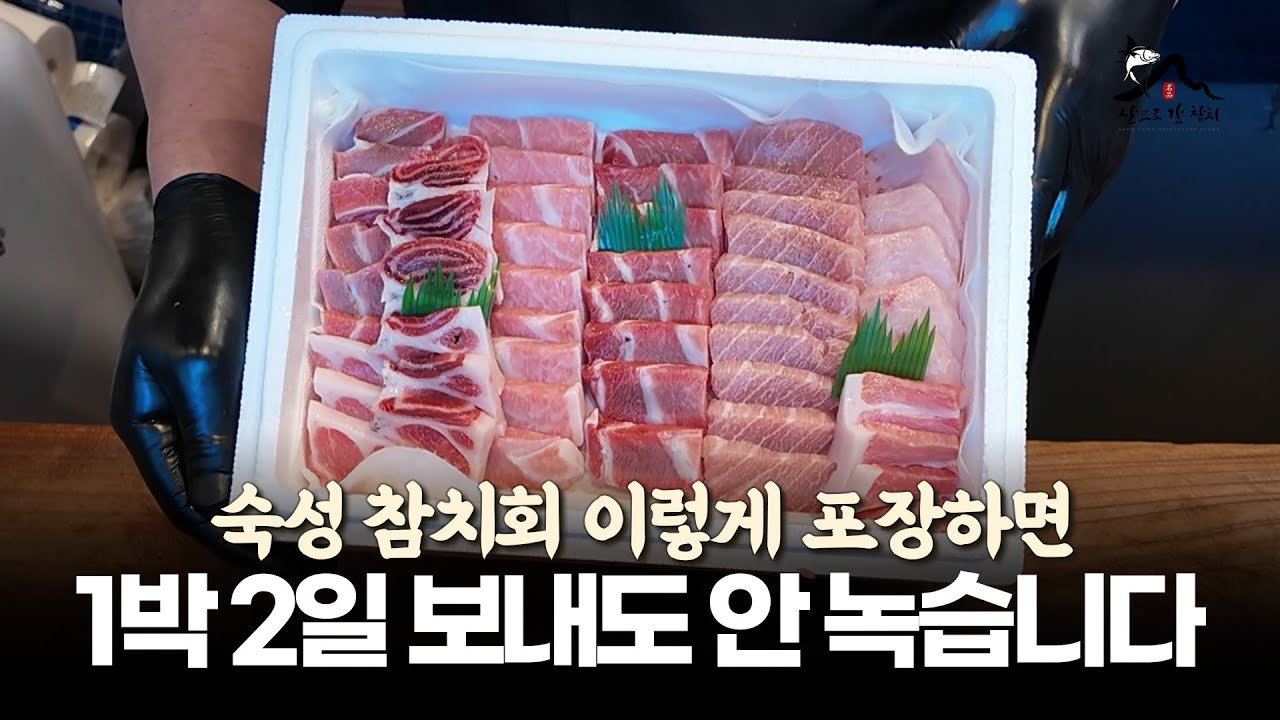 숙성 참치 포장, 이렇게 나갑니다｜1박 2일 배송 가능한 이유｜숙성 참치 뱃살 포장｜녹지 않는 참치 포장 방법