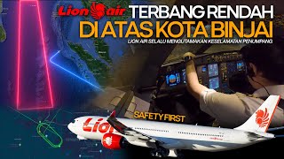 Pesawat Lion Air terbang rendah diatas kota Binjai Medan