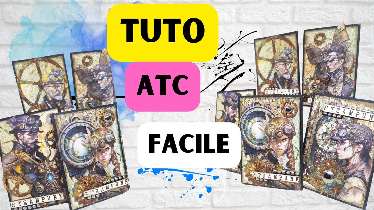 TUTO SCRAPBOOKING ARTIST TRADING CARDS (ATC) fonds patouilles effets RUSTY et MINTAY BOOK