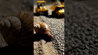 Tiny Trucks, Big Surprise! 🐌 When Miniature Construction Meets Nature