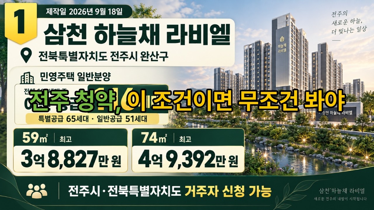 4억9,392만원 삼천 하늘채 라비엘|전주시 완산구 116세대 청약