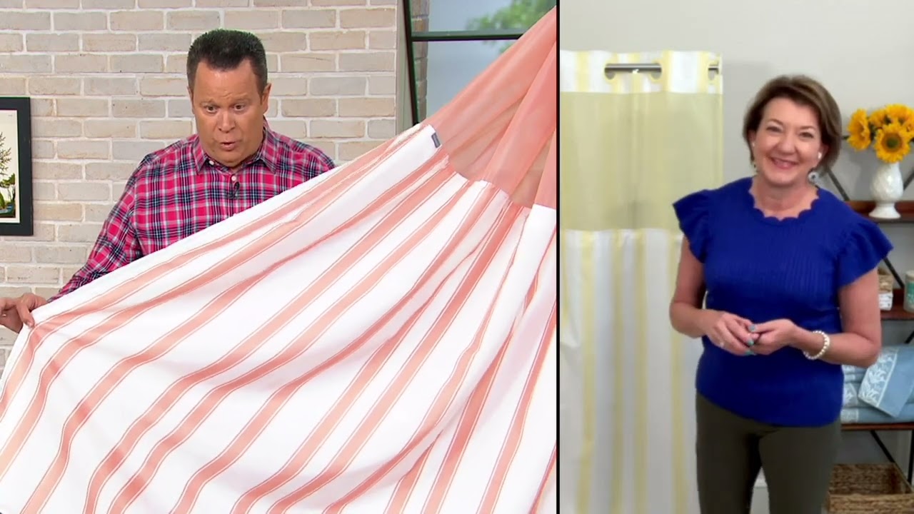 Hookless Striped Shower Curtain with Window and Liner on QVC