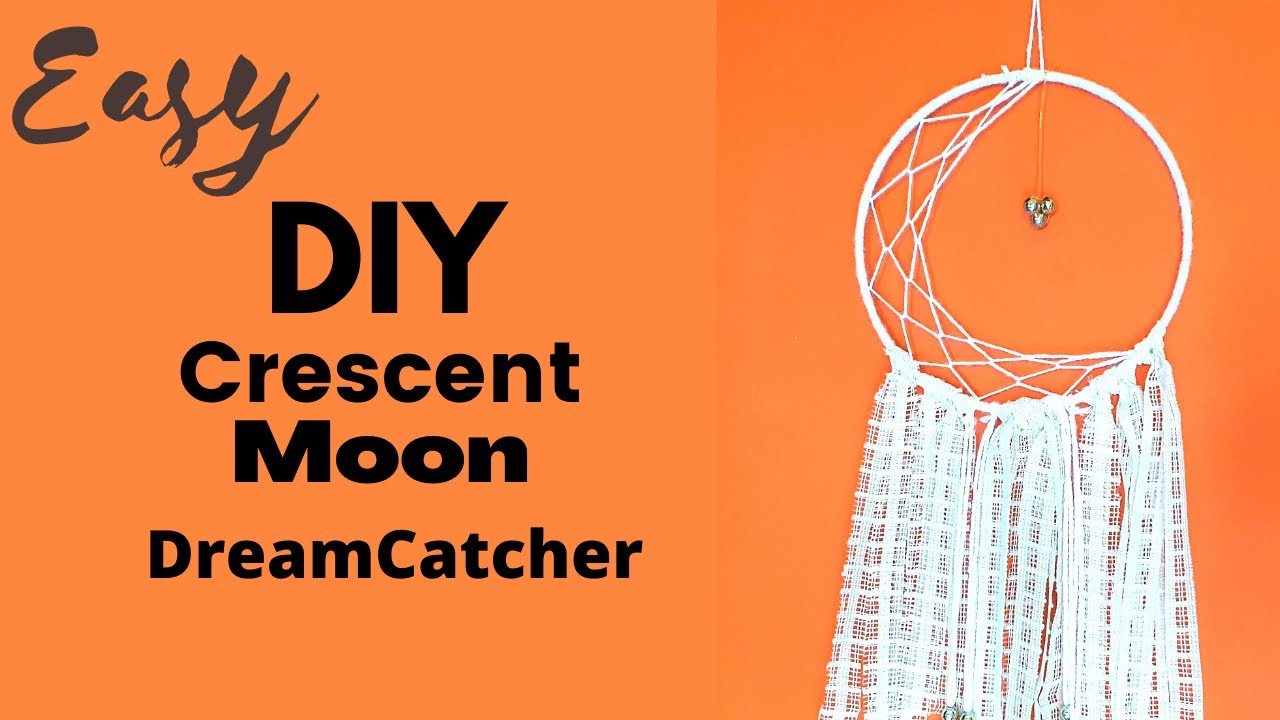 How to make Cresent Moon DreamCatcher Easy DIY Moon Dream Catcher