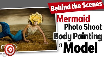 Behind the scenes at a Mermaid Photo Shoot - Bodypainting a Model