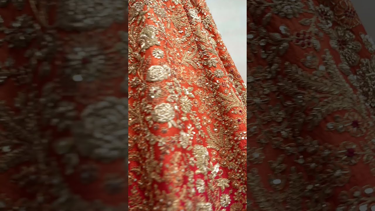 Orange Red Ombre Zardosi Embroidered Silk Exclusive Bridal Lehenga With Double Dupatta NH1741