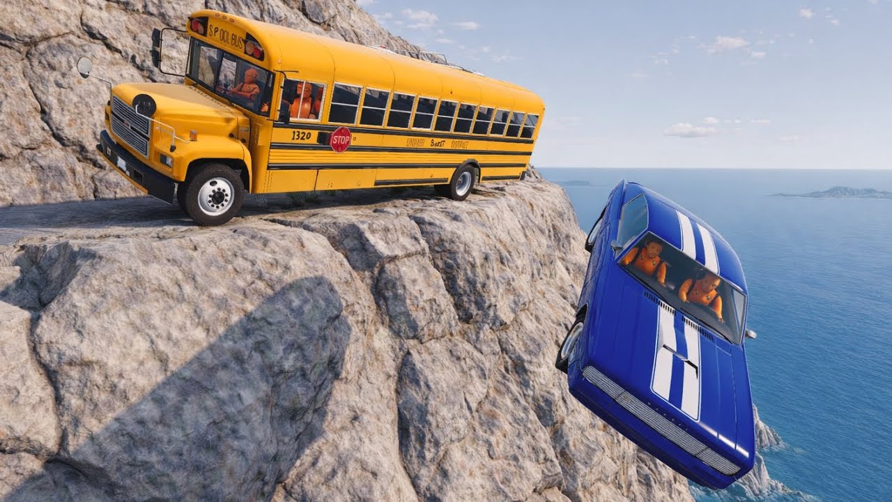 School Bus Hanging Over the Deadly Cliff 😱🔥 |  BeamNG.drive#214 