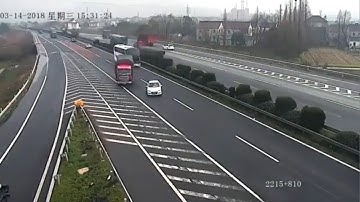 Reckless Driver - Missed Exit Causes Two Semi Trucks to Crash Spectacularly