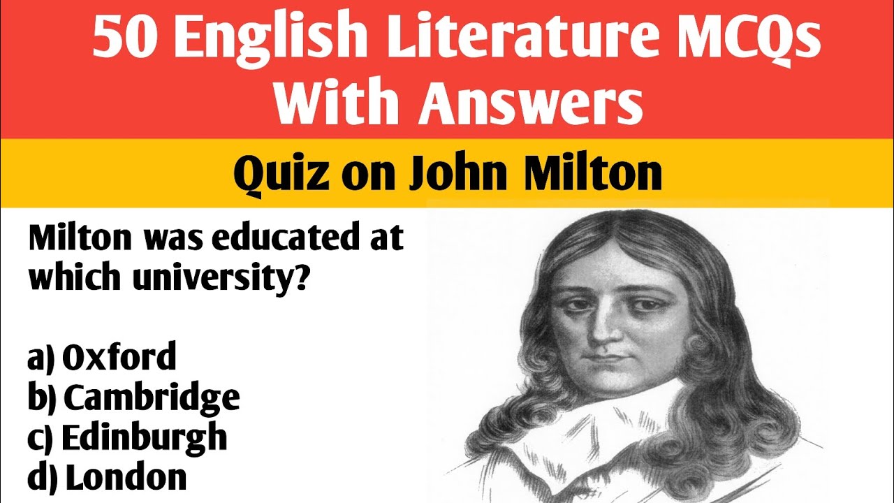 50 English Literature MCQs | John Milton | Competitive Exam Preparation | UGC NET, CSS PMS PGTRB,TGT