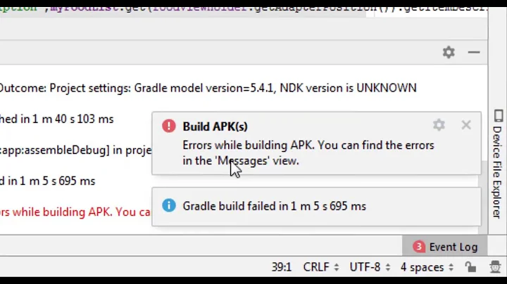 حل رسالة الخطأ errors while building APK   up to date في android studio 3.4 فما فوق
