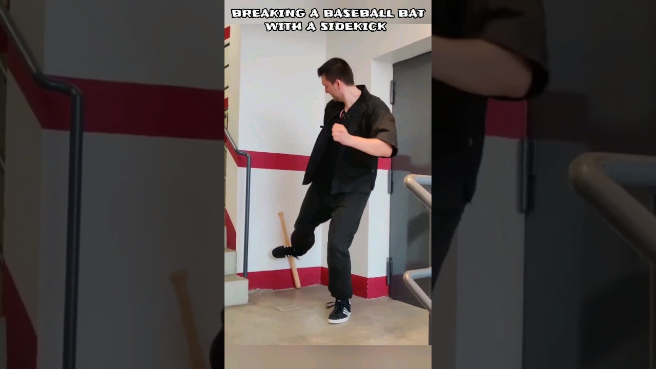 SIDE KICKING A BASEBALL BAT Bruce Lee's Martial Art Jeet Kune Do 